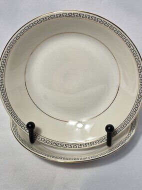 TWO Haviland Greek Key Fruit Bowls Ivory Silver & Black Greek Key Edge